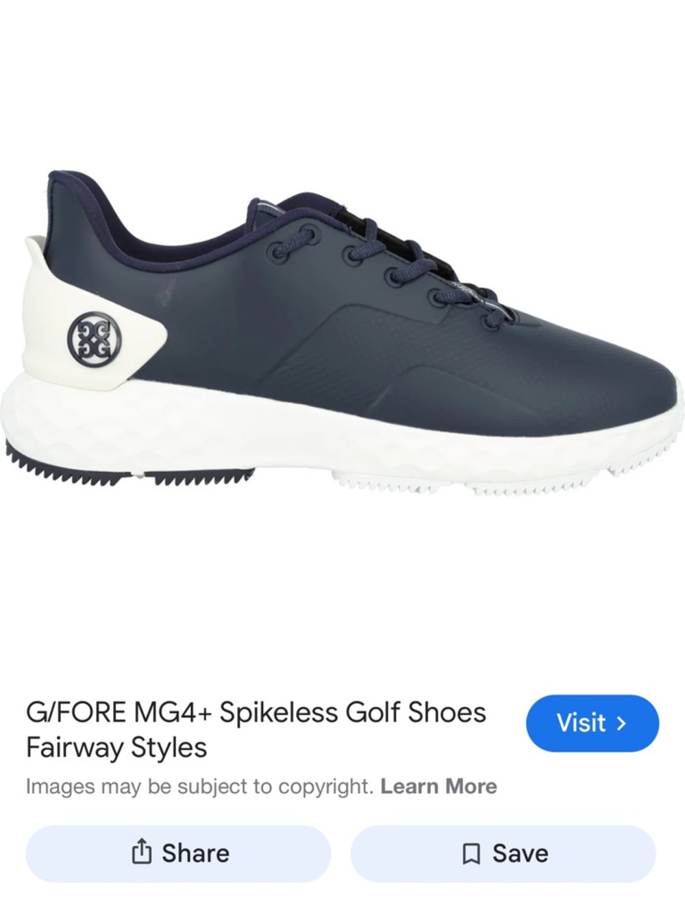 G/FORE MG4+ Spikeless Golf Shoe in Navy and White ⛳️